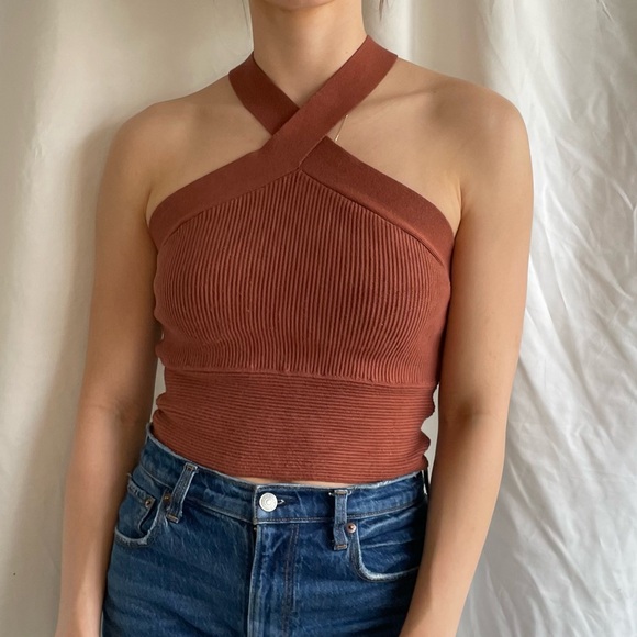 Abercrombie Ottoman Halter Neck Tank Top in Rust Orange Size Large - Picture 5 of 6